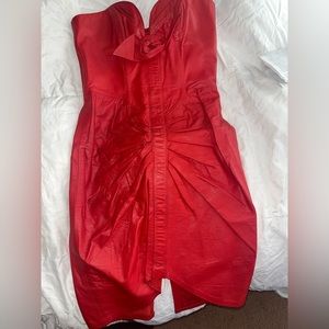 Vintage leather red dress from Karen Okada for David Howard